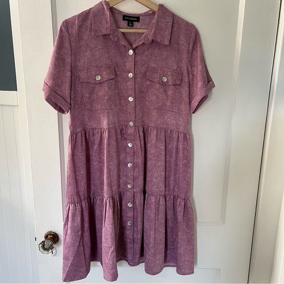 Purple Qed London Button Up Baby doll dress - Picture 1 of 9